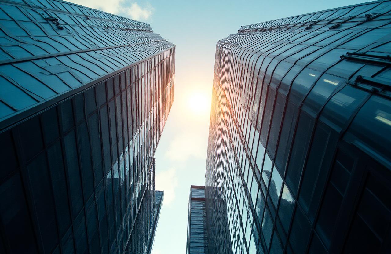 Sophisticated architectural detail of a modern financial district building