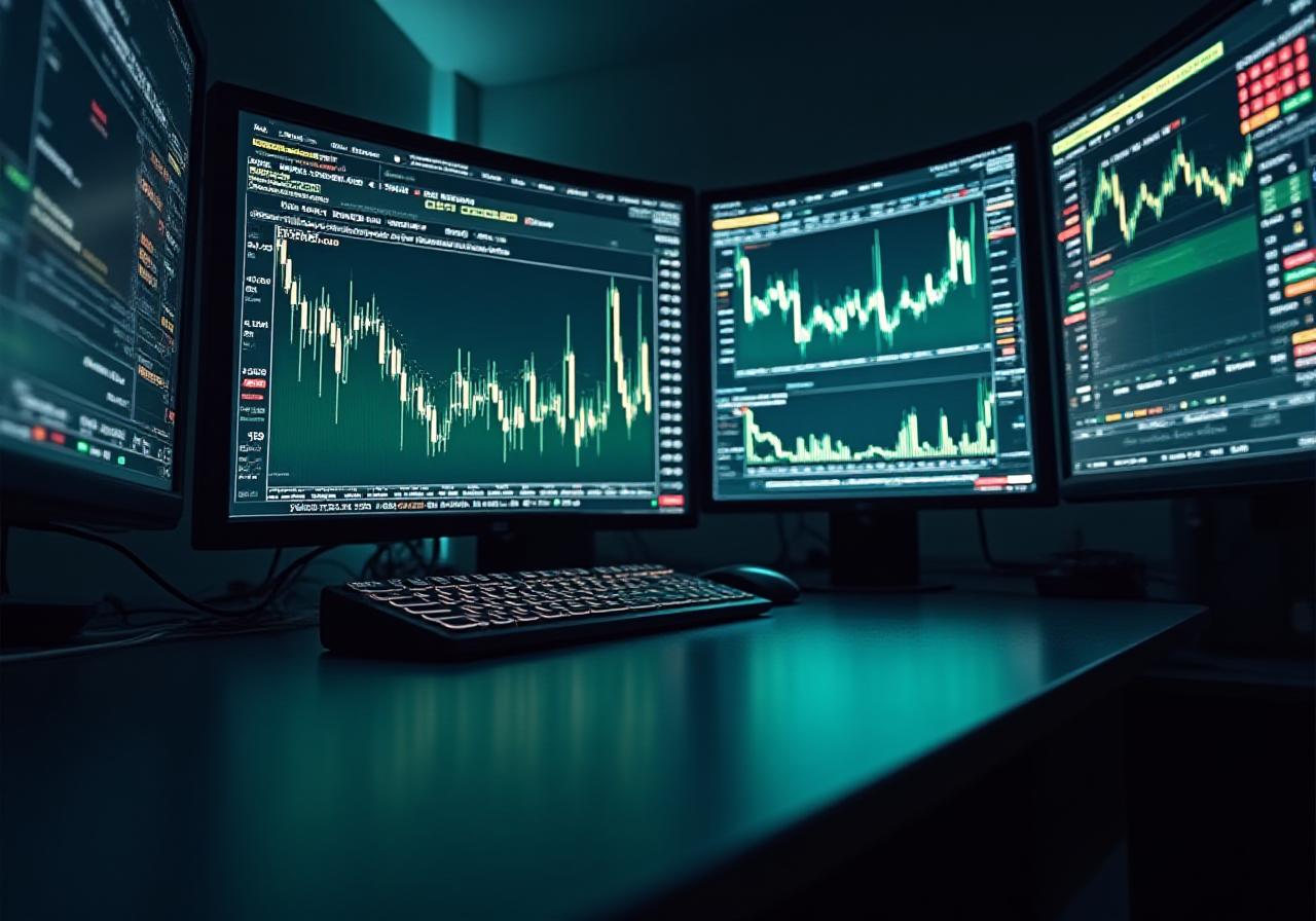 High-tech financial dashboard displaying algorithmic correlation maps